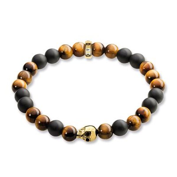 Thomas Sabo Arany koponya tigrisszem obszidián karkötő A1509-881-2