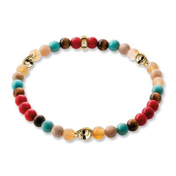Thomas Sabo Arany koponya karkötő színes ásványokkal A1512-882-7