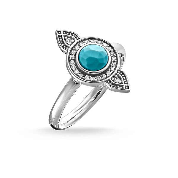 Thomas Sabo Álomcsapda ezüst gyűrű cirkóniával türkizzel TR2090-646-17-56