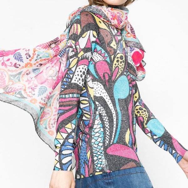 Desigual Rectangle Fuchsia Rose sál 61W54G2
