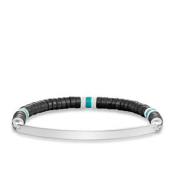 Thomas Sabo Obszidián türkiz achát karkötő gravírozható ezüst lappal - Love Bridge LBA0092-885-11