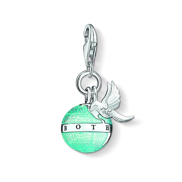 Thomas Sabo Földgömb és galamb ezüst charm tűzzománccal 1349-664-31