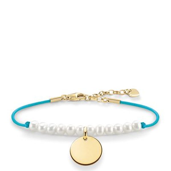 Thomas Sabo Tenyésztett gyöngy karkötő arany lappal - Love Bridge LBA0083-900-14