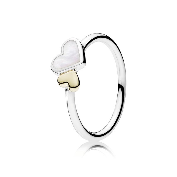 Pandora ékszer Fénylő szívek ezüst gyűrű 14karátos arannyal 