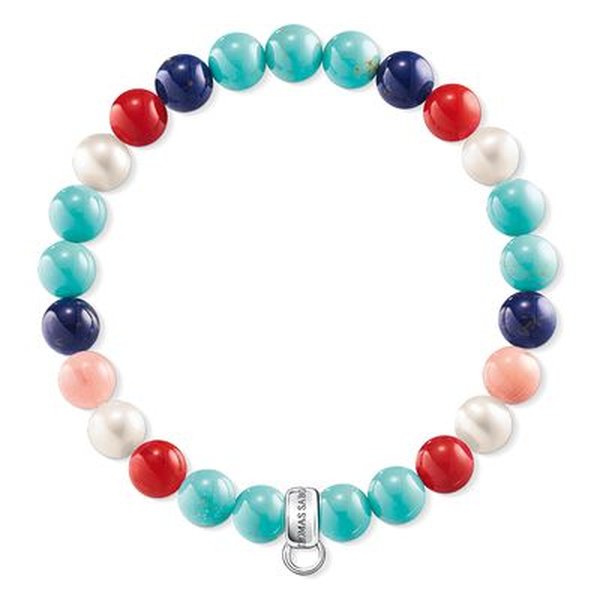 Thomas Sabo Tenyésztett gyöngy korall jáspis türkiz gumis karkötő 