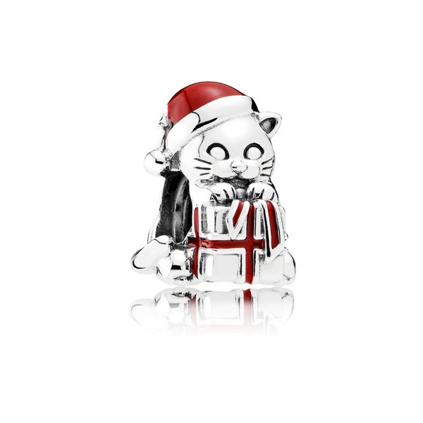 Pandora ékszer Karácsonyi cica ezüst charm 792007EN39