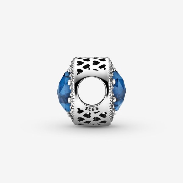 Pandora ékszer Éjkék ragyogó szív ezüst charm 791725NMB