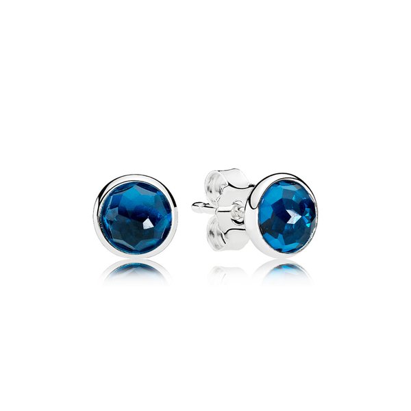 Pandora ékszer December ezüst fülbevaló London kék kristállyal 290738NLB