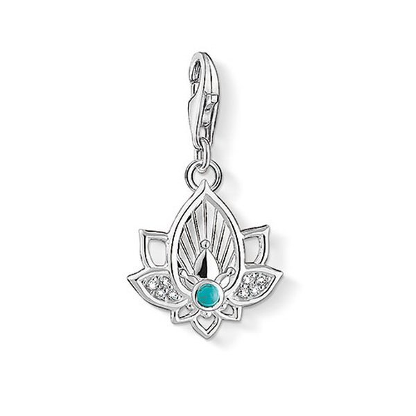 Thomas Sabo Lótusz virág türkizzel ezüst charm 1446-405-14