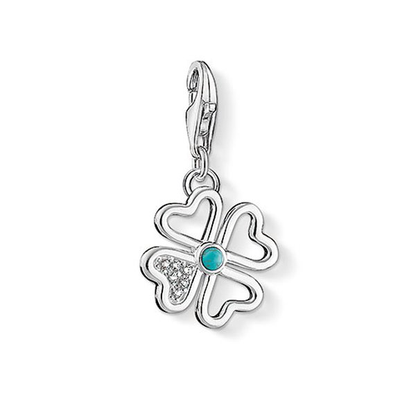 Thomas Sabo Türkiz lóhere ezüst charm 1448-405-14