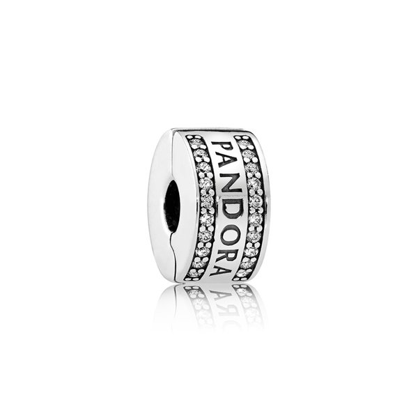 Pandora ékszer Pandora logo szilikonos ezüst klip cirkóniával 792056CZ