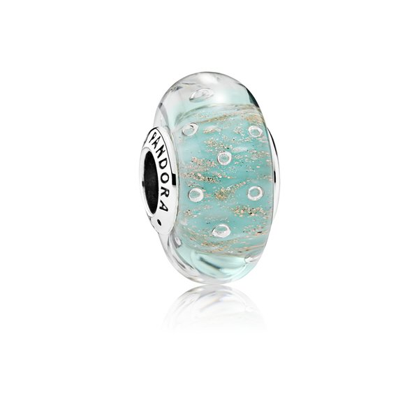 Pandora ékszer Mentaszínű csillámló üveg charm 791669