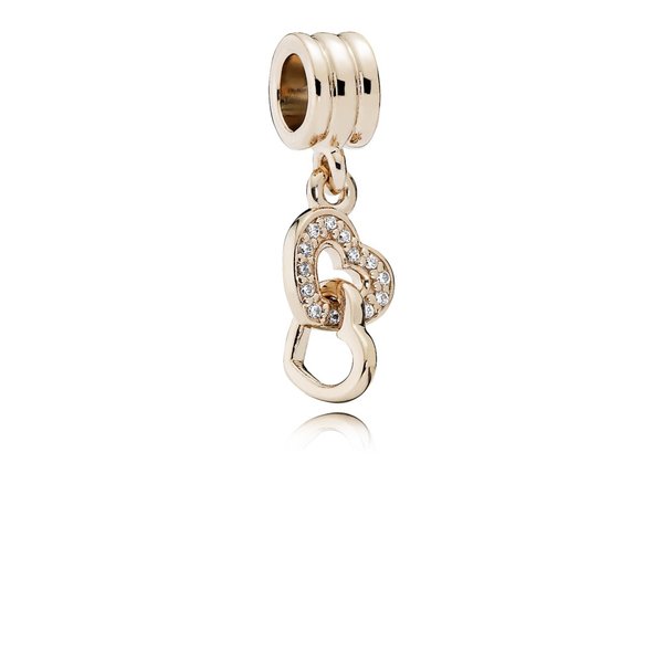 Pandora ékszer Egymásba fonódó szívek rozé charm 781242CZ