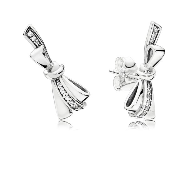 Pandora ékszer Ragyogó masni ezüst fülbevaló 297234CZ