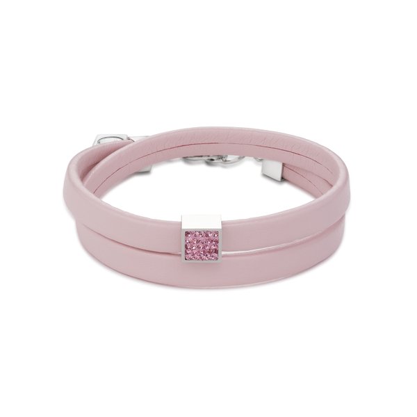 Coeur de Lion Dupla rózsaszín bőr karkötő swarovski kristállyal 0117/30-1900