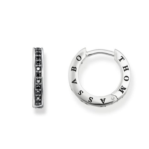 Thomas Sabo Kicsi karika fülbevaló fekete cirkóniával CR603-643-11