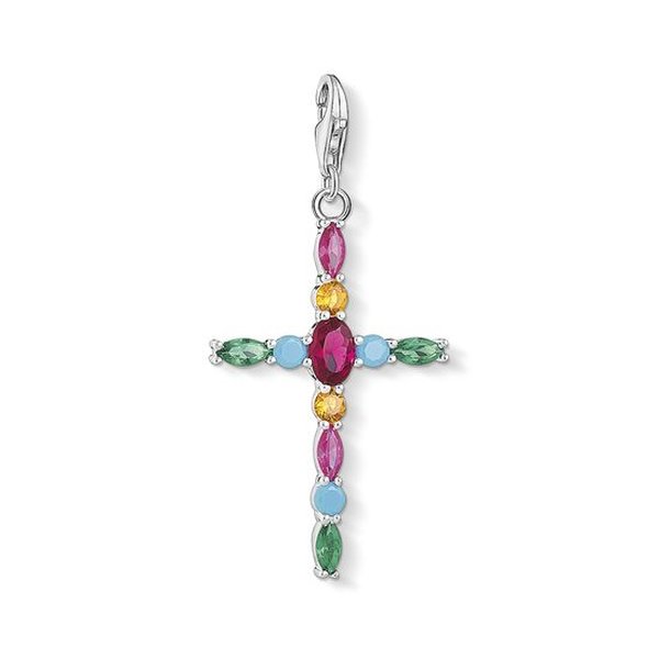 Thomas Sabo Színes köves kereszt ezüst charm Y0044-965-7