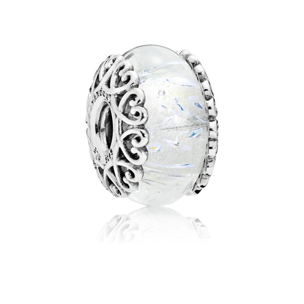 Pandora ékszer Irizáló fehér üveg charm 797617