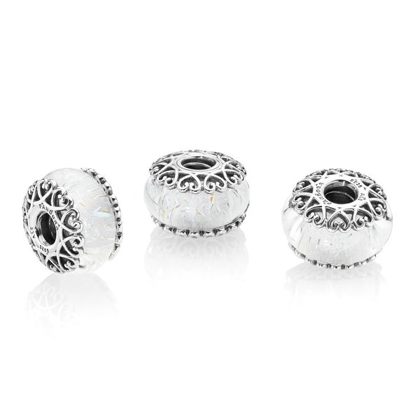 Pandora ékszer Irizáló fehér üveg charm 797617