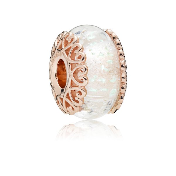 Pandora ékszer Irizáló fehér üveg rozé charm 787576
