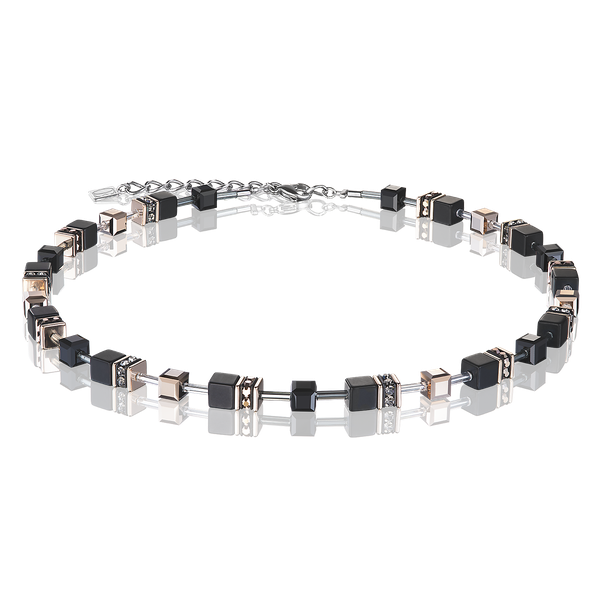 Coeur de Lion GeoCUBE fekete rozé nyaklánc 4018/10-1300