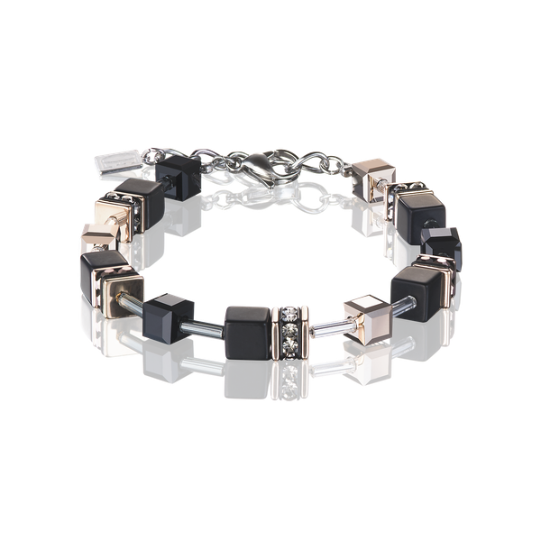 Coeur de Lion GeoCUBE fekete rozé karkötő 4018/30-1300