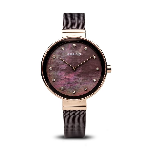 Bering Classic barna rozé női óra kristállyal 12034-265