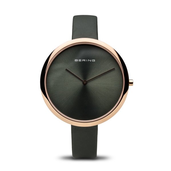 Bering Classic rozé női óra zöld szatén szíjjal 12240-667