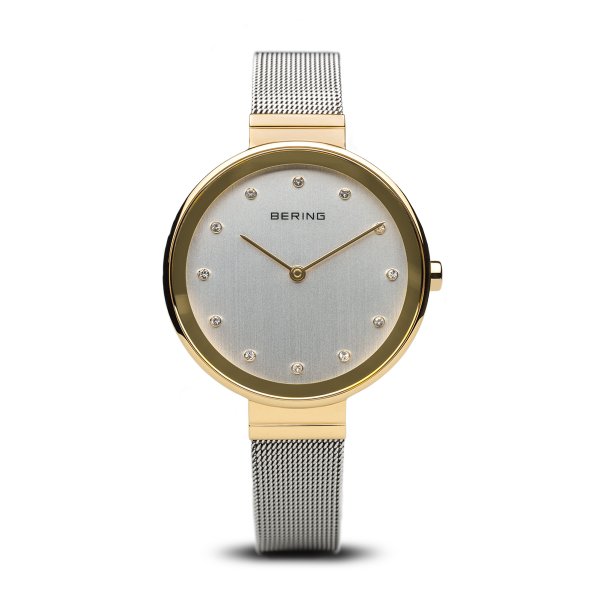 Bering Classic női óra arany tokkal kristállyal 12034-010