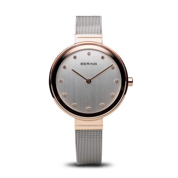 Bering Classic acél női óra rozé tokkal kristályokkal 12034-064