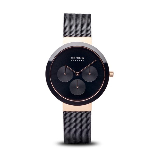Bering Classic fekete rozé többfunkciós női óra 35036-166