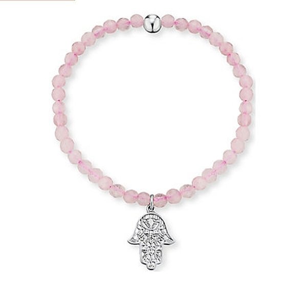 Engelsrufer Rózsakvarc gumis karkötő Fatima kezével ERB-HAND-RQ