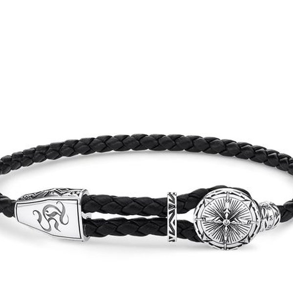 Thomas Sabo Bőr karkötő ezüst iránytűvel A1860-682-11-L25