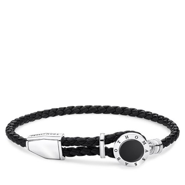Thomas Sabo Bőr karkötő fekete lappal A1864-982-11-L25