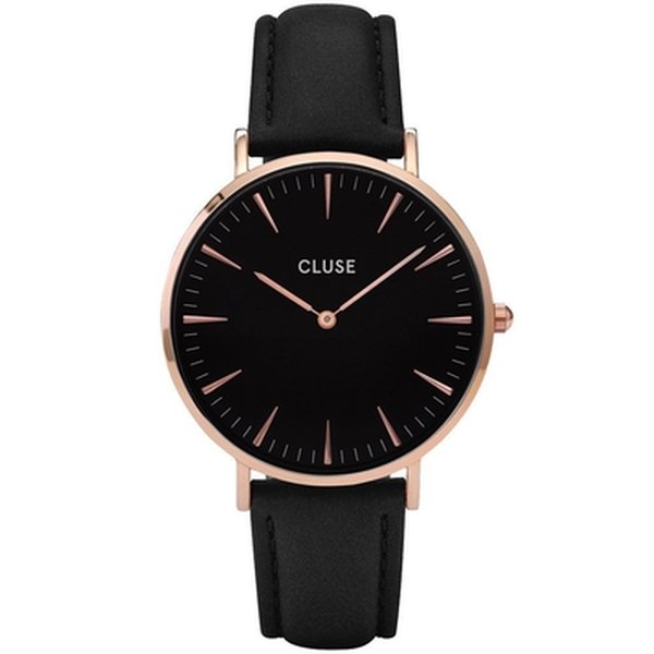 Cluse La Bohéme fekete bőr rozé óra CW1011