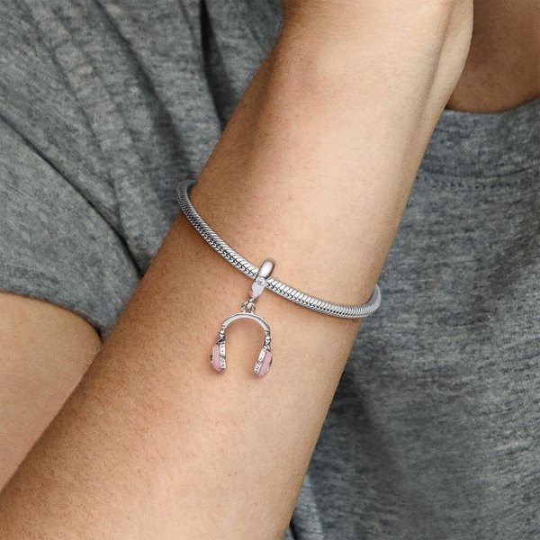 Pandora ékszer Rózsaszín fejhallgató ezüst charm 797902EN160