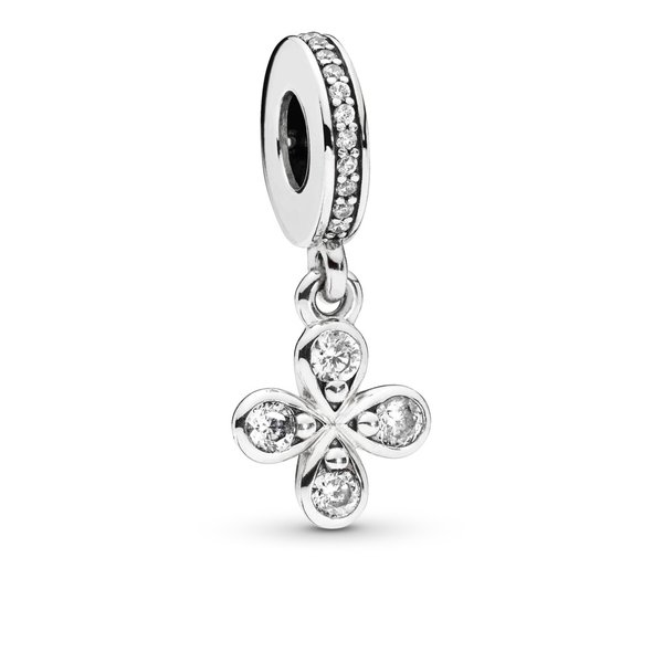 Pandora ékszer Négyszirmú virág függő ezüst charm 797969CZ