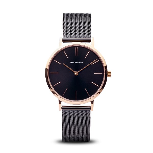 Bering Classic fekete női óra rozé mutatókkal 14134-166