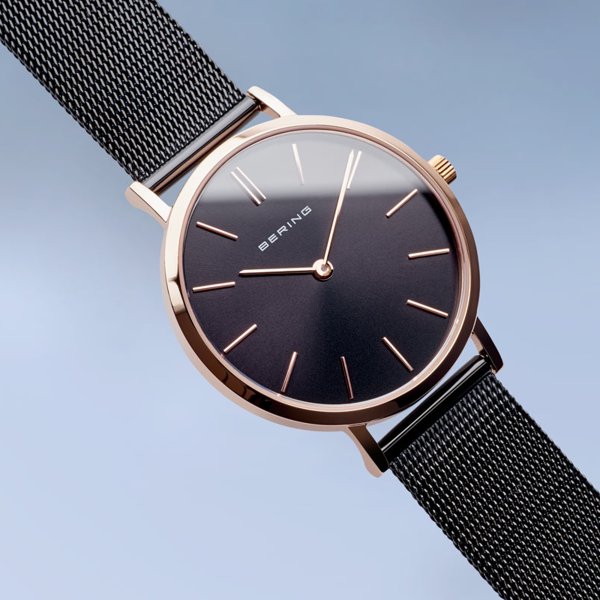 Bering Classic fekete női óra rozé mutatókkal 14134-166
