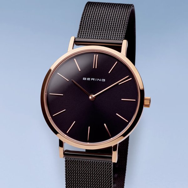 Bering Classic fekete női óra rozé mutatókkal 14134-166
