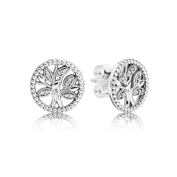 Pandora ékszer Az élet fája ezüst fülbevaló 297843CZ