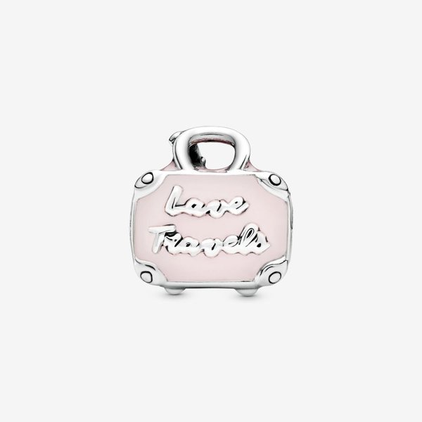 Pandora ékszer Rózsaszín bőrönd ezüst charm 798063EN124