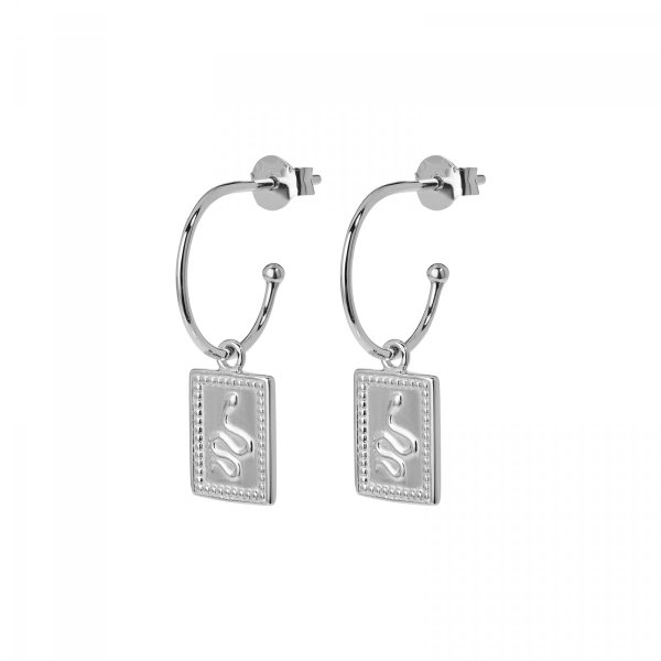 Cluse Force tropicale hoop rectangul ezüst fülbevaló CLJ52019