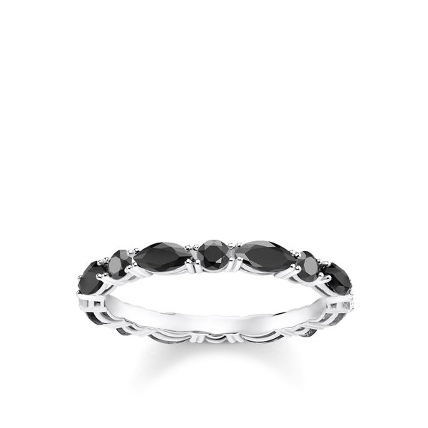 Thomas Sabo Ezüst gyűrű fekete kövekkel 