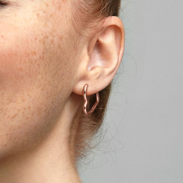 Pandora ékszer Aszimmetrikus kis szív rozé fülbevaló 288307