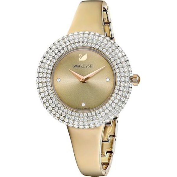 Swarovski Crystal rozé pezsgő bőr szíjas óra 5484045