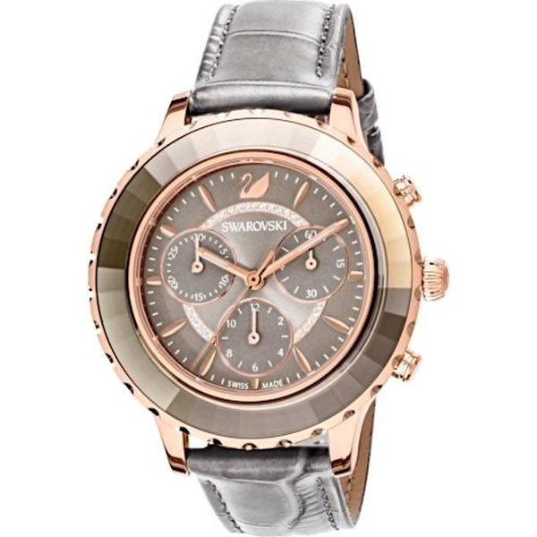 Swarovski Octea Lux Chrono rozé szürke bőr szíjas óra 5452495