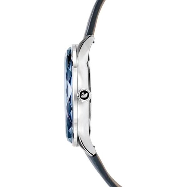 Swarovski Octea Nova ezüst kék bőr szíjas óra 5295349