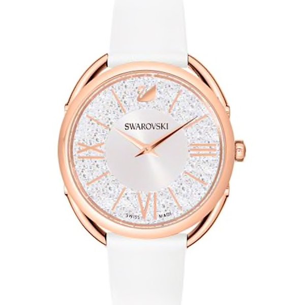 Swarovski Crystalline Glam rozé fehér bőr szíjas óra 5452459