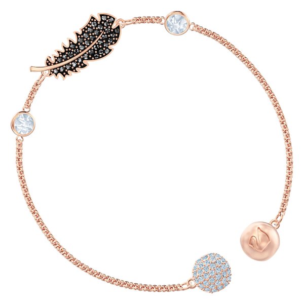 Swarovski Remix rozé karkötő fekete swarovski tollal 